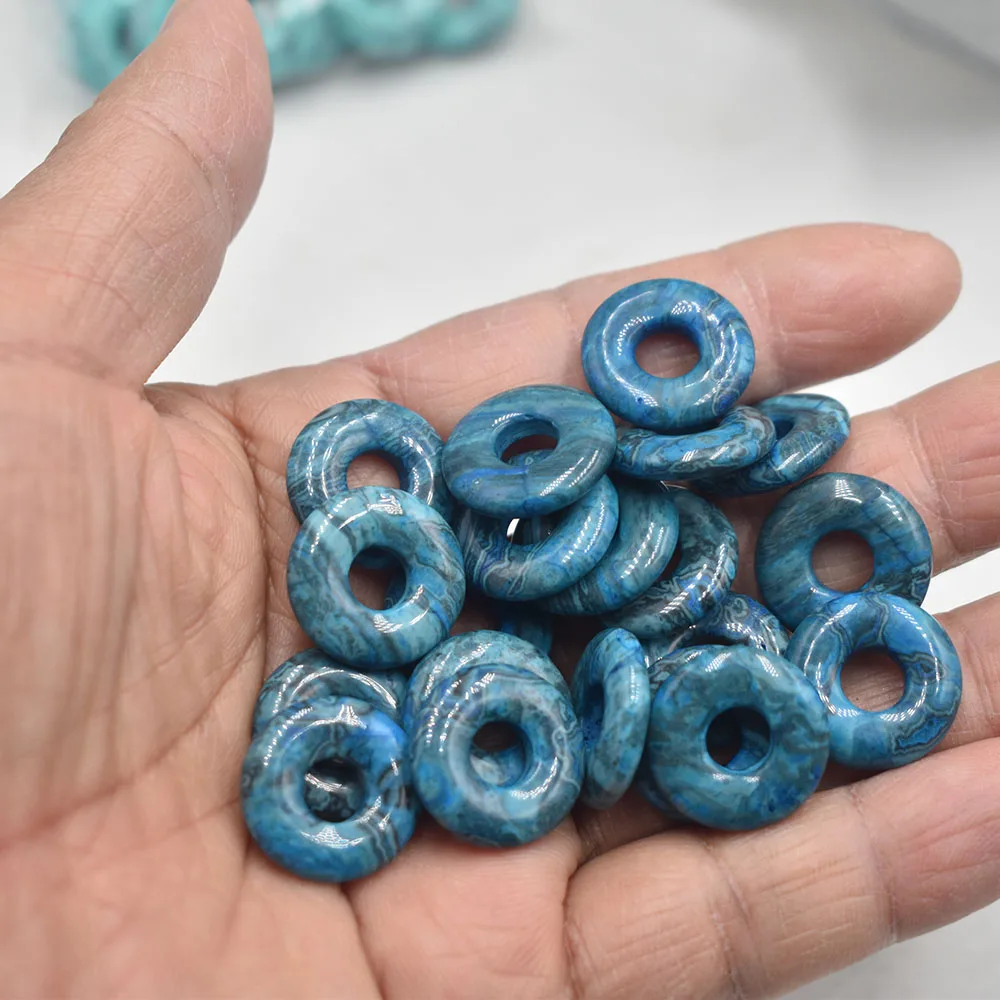 Modische, hochwertige, sortierte Naturstein-Gogo-Donut-Anhänger, Perlen 18mm für Schmuckherstellung, Großhandel 12 Stück/Los, kostenlos. – Detail 22