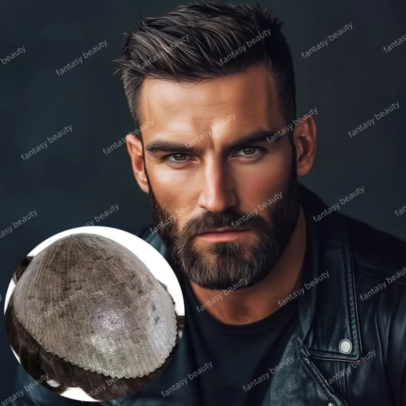 

Male wig 110%-130%density 1B20 1B50 1B80 white black gray Male Human Hair Prosthesis durable Poly Skin full pu base Men's Toupee