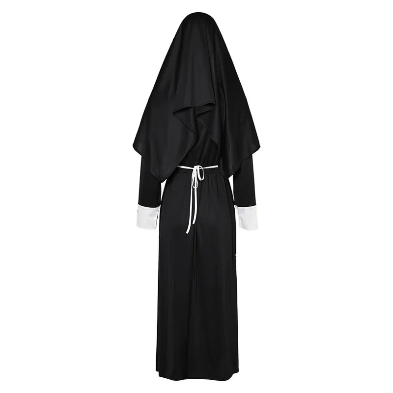 

asdh8@nun Cosplay Black Dress Movie Roleplay Costume for Women Adult Girls Outfits Fantasia Halloween Carnival Party Rolepla