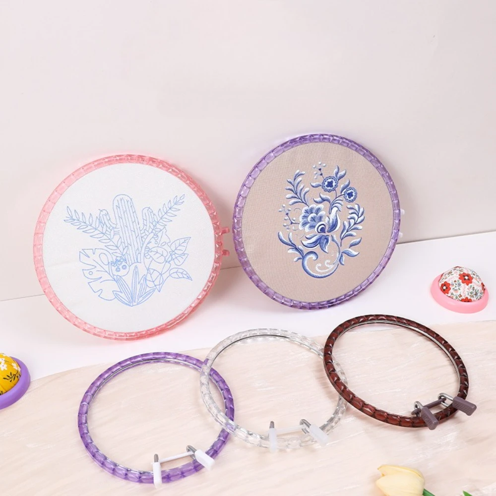 Acrylic Spring Tension Embroidery Hoop, Diamond-Cut Quick-Snap Frame (16cm & 22cm)