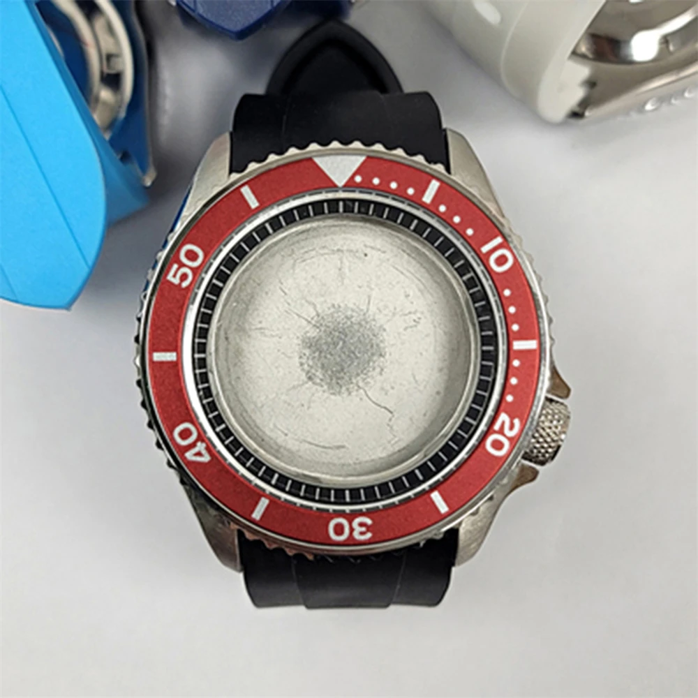 41.5MM 316l Steel Case Black Rubber Strap Dual-Color Sub Bezel Diving Watch Parts for NH35 NH36 4R Movement