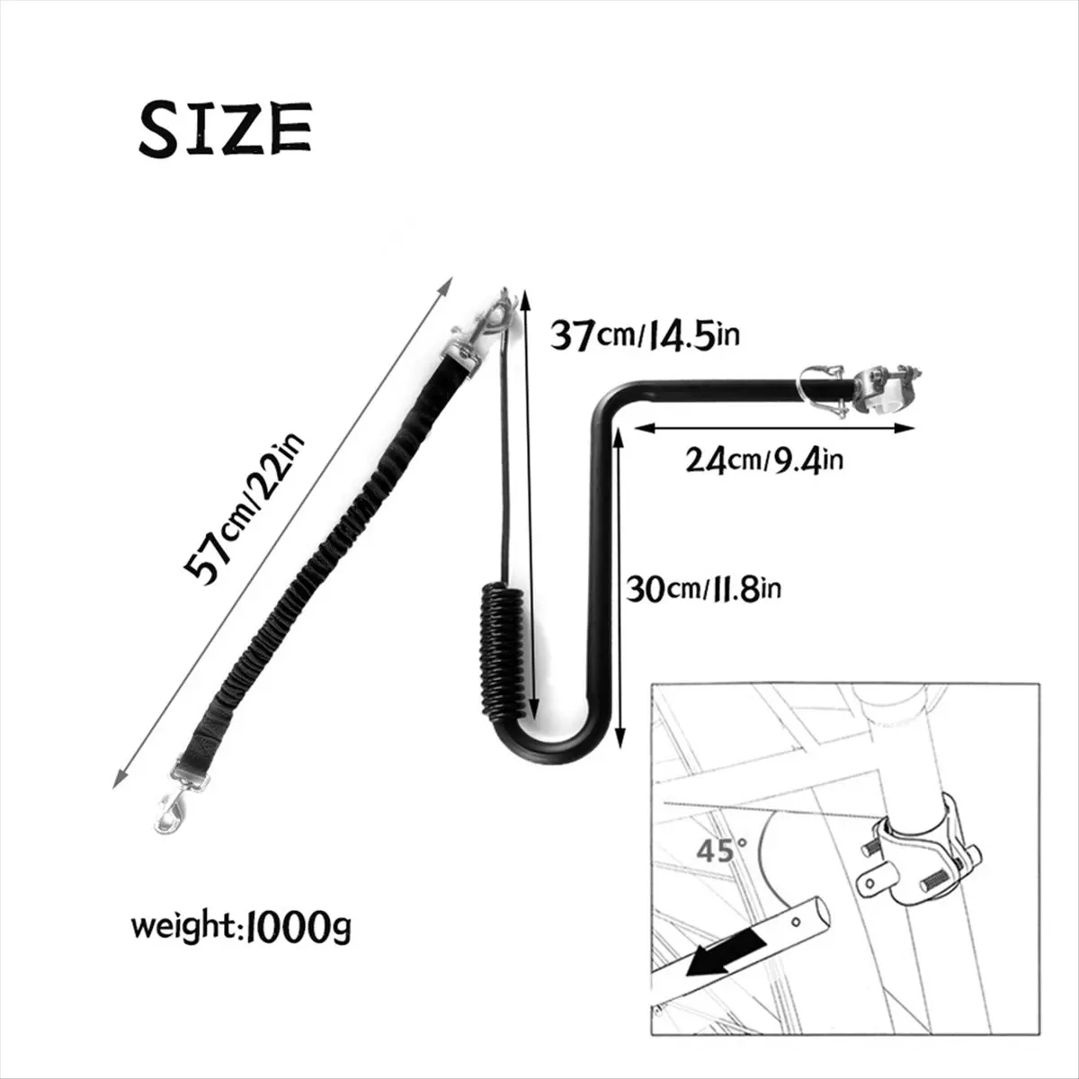 

AB31 Heavy Duty Dog Bike Leash Attachment Hands Free Dog Bicycle Leash for Riding Exercising Cycling