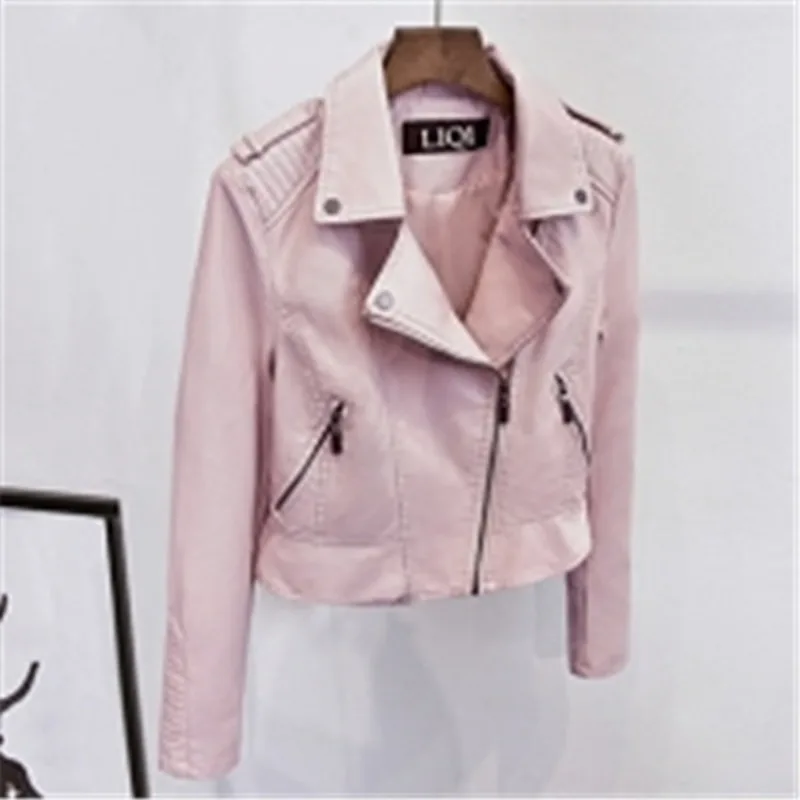 Female Spring Autumn Tops Coat Leather Coat Large Sweet Simple Leisure Brand Design Fashion Senior Soft Minority Versatile Thin