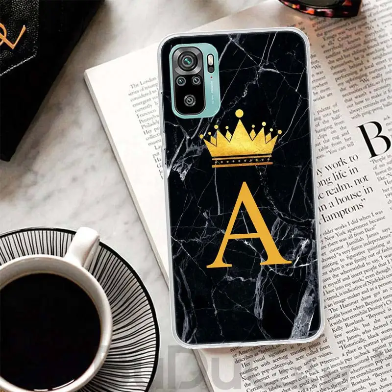 26 Letter Crown Custom A Cover For Xiaomi Redmi Note 14 13 12S 12 11 Pro Plus Phone Case 11S 10S 10 11E 11T 14Pro 13Pro Print Co