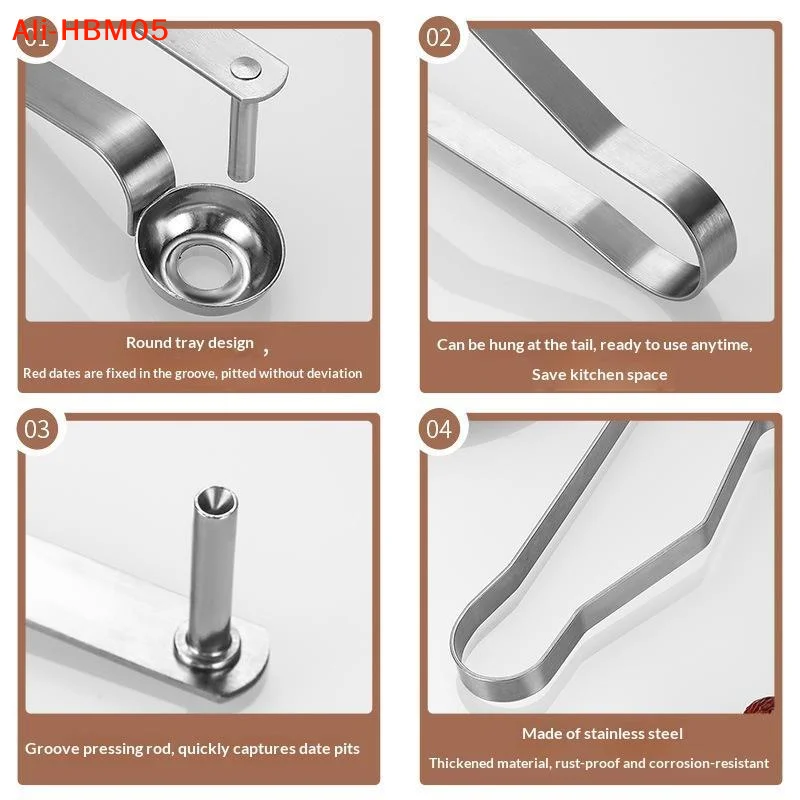 (HB05)Stainless Steel Cherry Seed Remover Cutter Gadgets Vegetable Tool Apples Red Dates Corers Twist Fruit Core Remove Pit - view 3