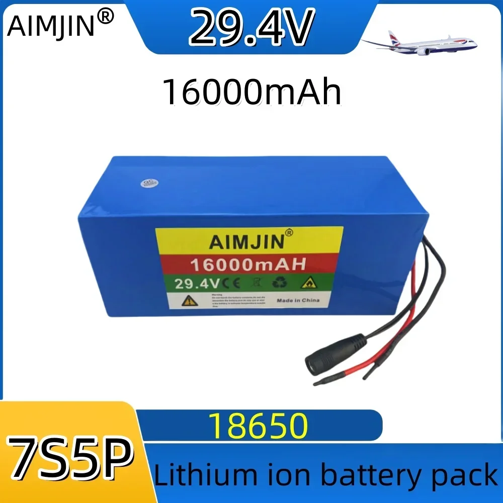 24V 16ah 18650 Lithium Battery 7s5p 16000mah 1000w with BMS 29.4V Electric Scooter Power Battery