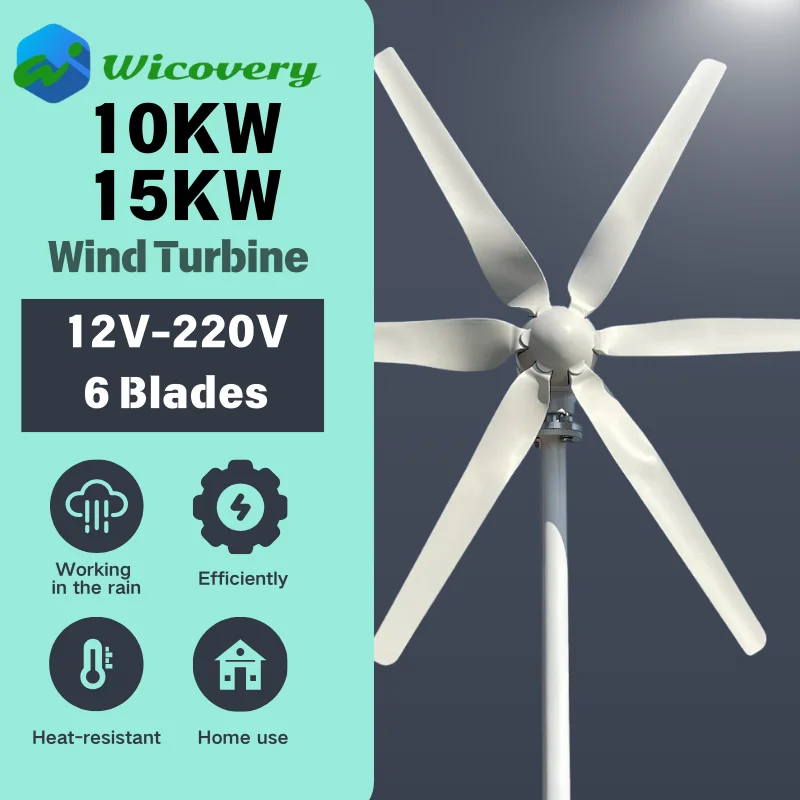 

10KW 8KW 8000W Wind Turbine Gennerator 12V 24V Windmill 6 Blades Low Speed LED Indicate Light With Free Charge Controller