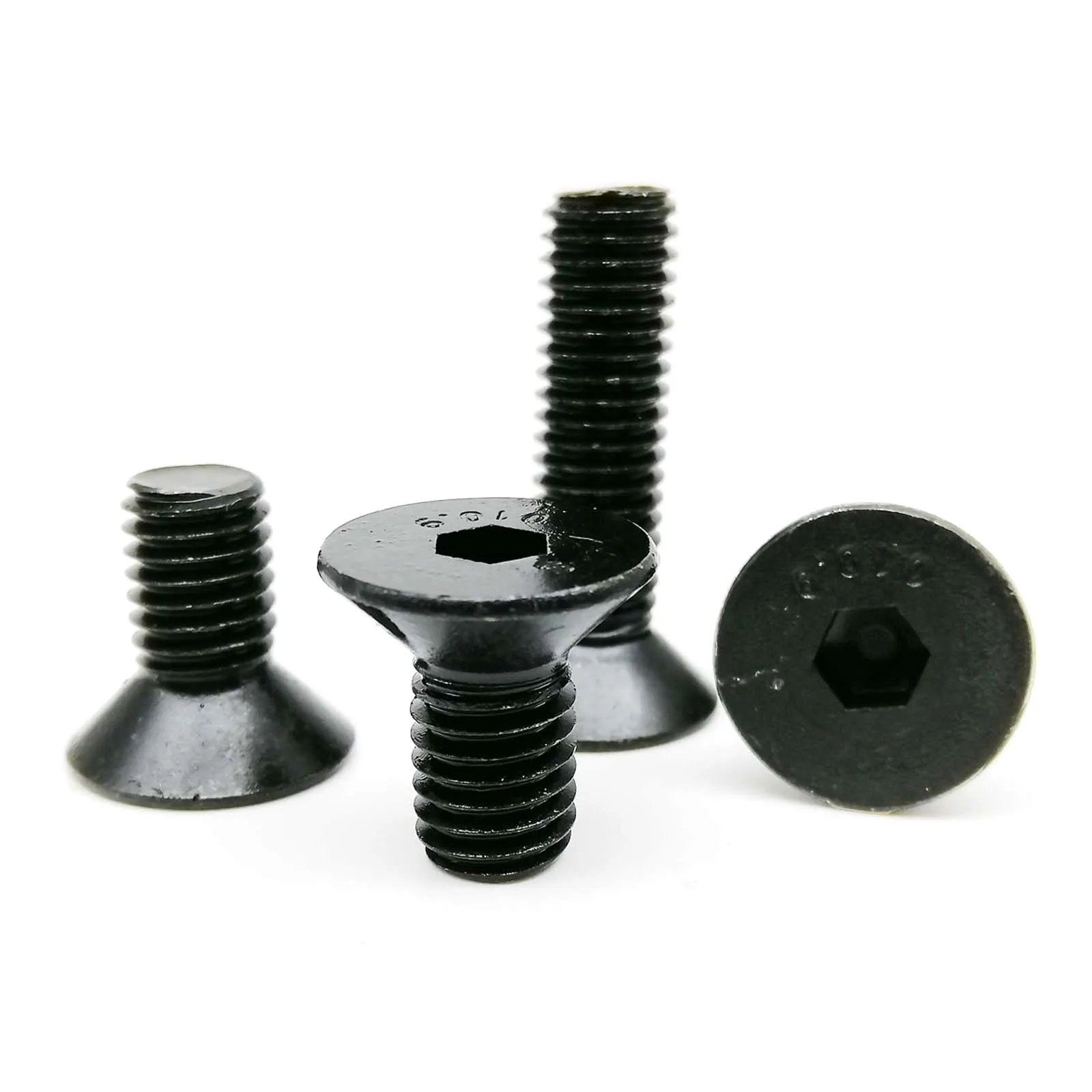 5/10/25/50x M1.6 M2 M2.5 M3 M4 M5 M6 M8 Black Grade 10.9 Steel Hexagon Hex Socket Head Flat Countersunk Bolt Screw Length 3-80mm