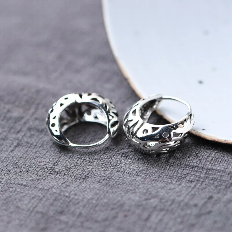 BOCAI S925 Sterling Silver Charms Clips Earrings for Women Hollow Eternal Rattan Ear Clips Ethnic Style Jewelry Free Shipping