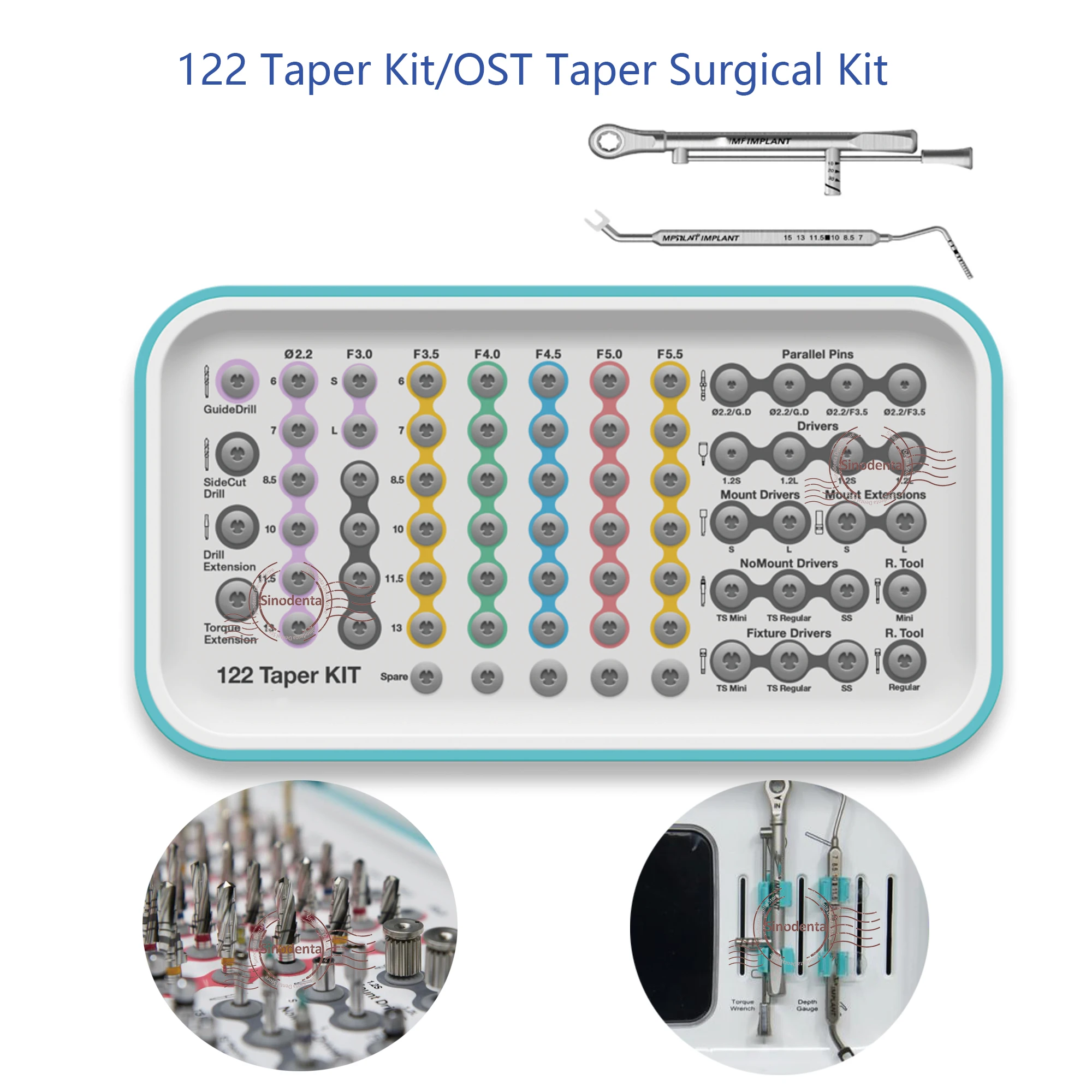 New Authentic Dental Implant Surgical Set 122 Taper Kit Complete Implant Drill Stoppers 122 Taper Surgical Tools Kit