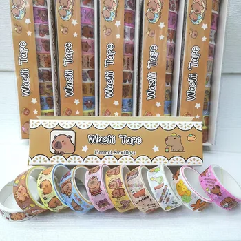 10Roll/Pack Capybara Washi Tape Cartoon Sticker Student Creatieve Briefpapier Masking Decoratieve Tape Kids geschenken