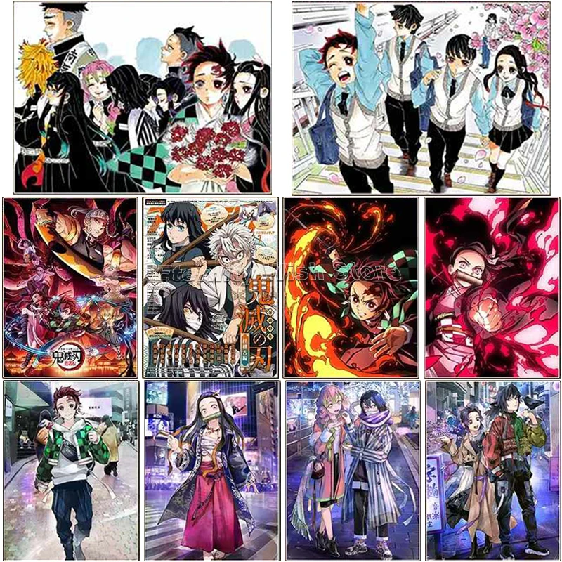 

Demon Slayer A4 Big Card Anime Figures Kamado Tanjirou Nezuko Kochou Shinobu Exquisite Collection Cards Children Birthday Gifts