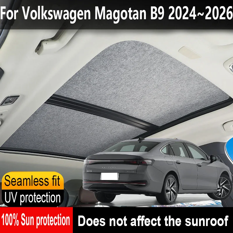 

Автомобильный люк на крыше, изоляционный козырек на крыше для Volkswagen Magotan B9 2024 ~ 2026 2025, анти-УФ-электростатическая адсорбция, небесная занавеска, солнцезащитный козырек