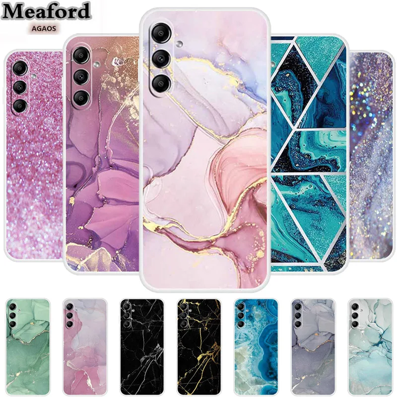 

For Samsung Galaxy A14 A34 A54 5G Marble Soft Case Silicone TPU Phone Back Cover Coque for Samsung A 54 34 14 4G Cartoon Fundas