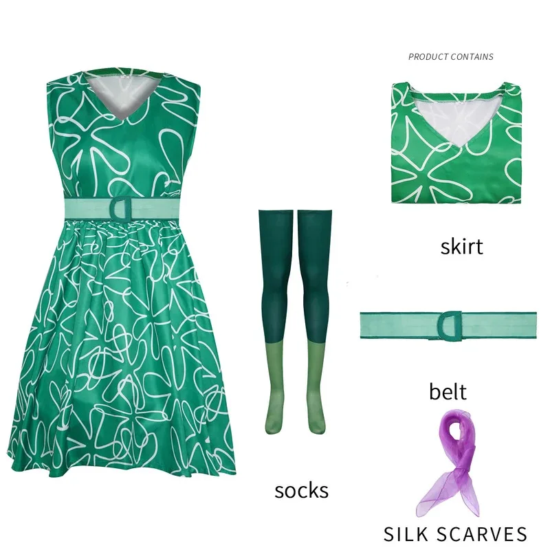 

Аниме фильм Disgust косплей костюм внутри маскировки женское платье с цветочным принтом полный комплект костюм Хэллоуин карнавальная вечеринка наряды юбка