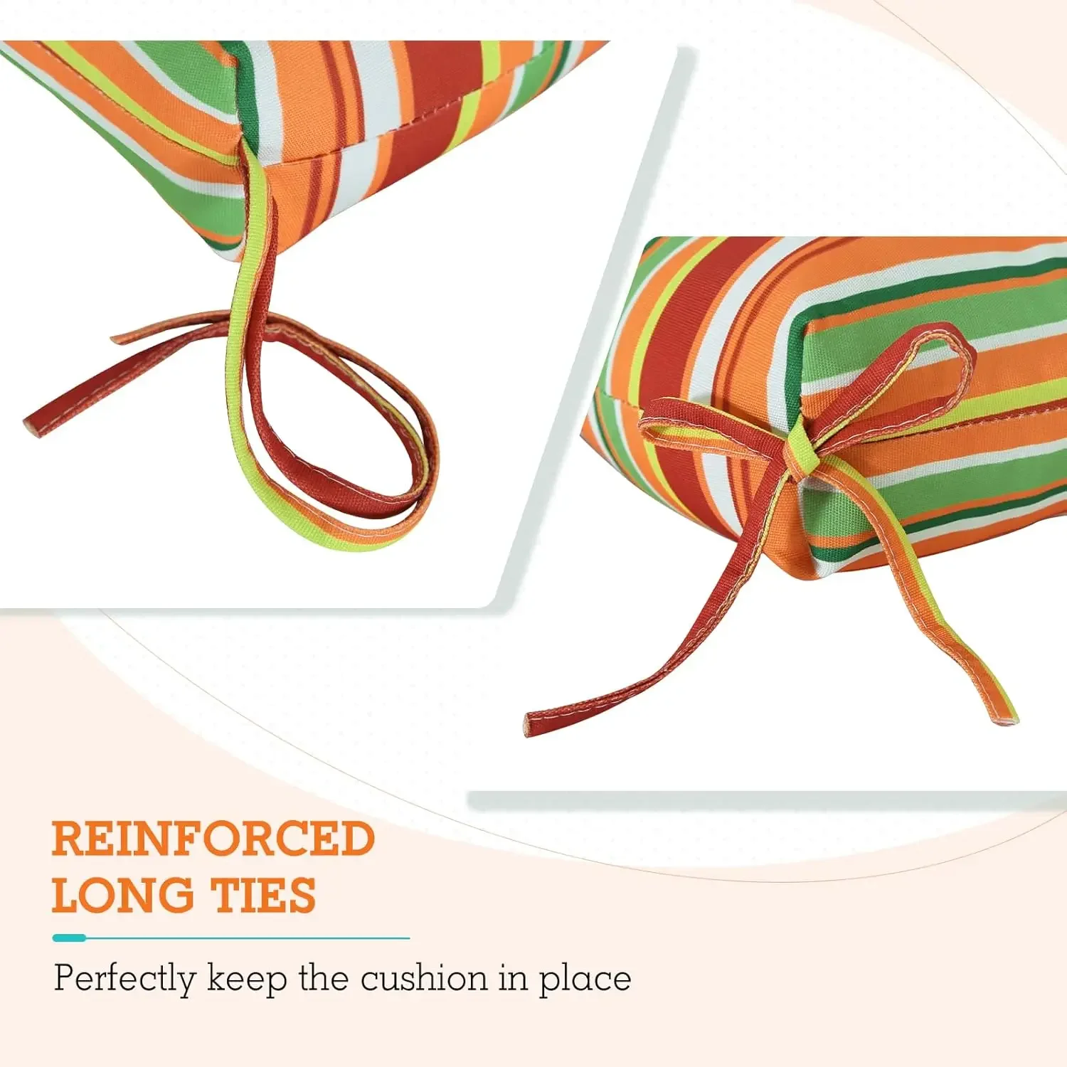 

XMSJ.Tufted Outdoor/Indoor High Back Patio Chair Cushions, Set of 2, 46'' x 22'', Rainbow