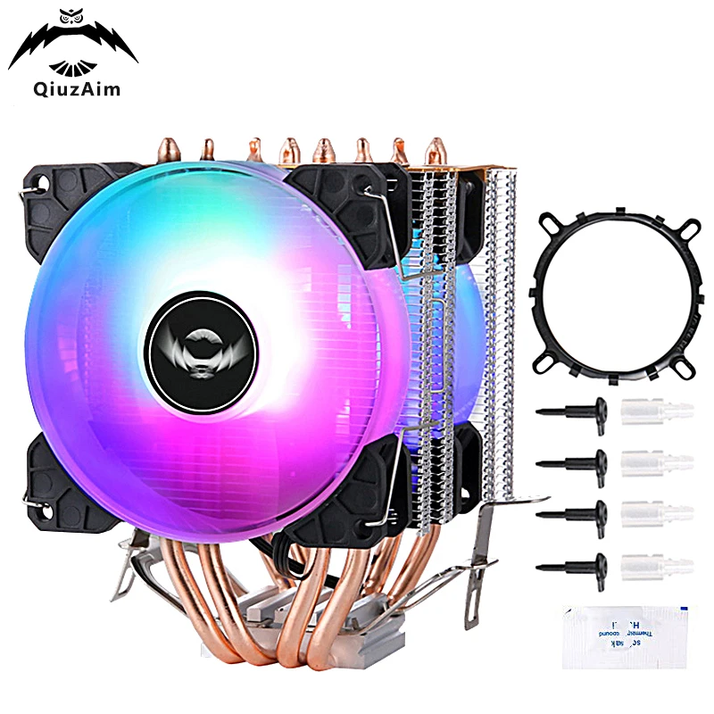 QiuzAim Air-cooled CPU Cooler Fan Twin Towers 4 Heat Pipe Chassis motherboard i3 i5 i7 Installing LGA115x 1200 1700 AMD am4 am5