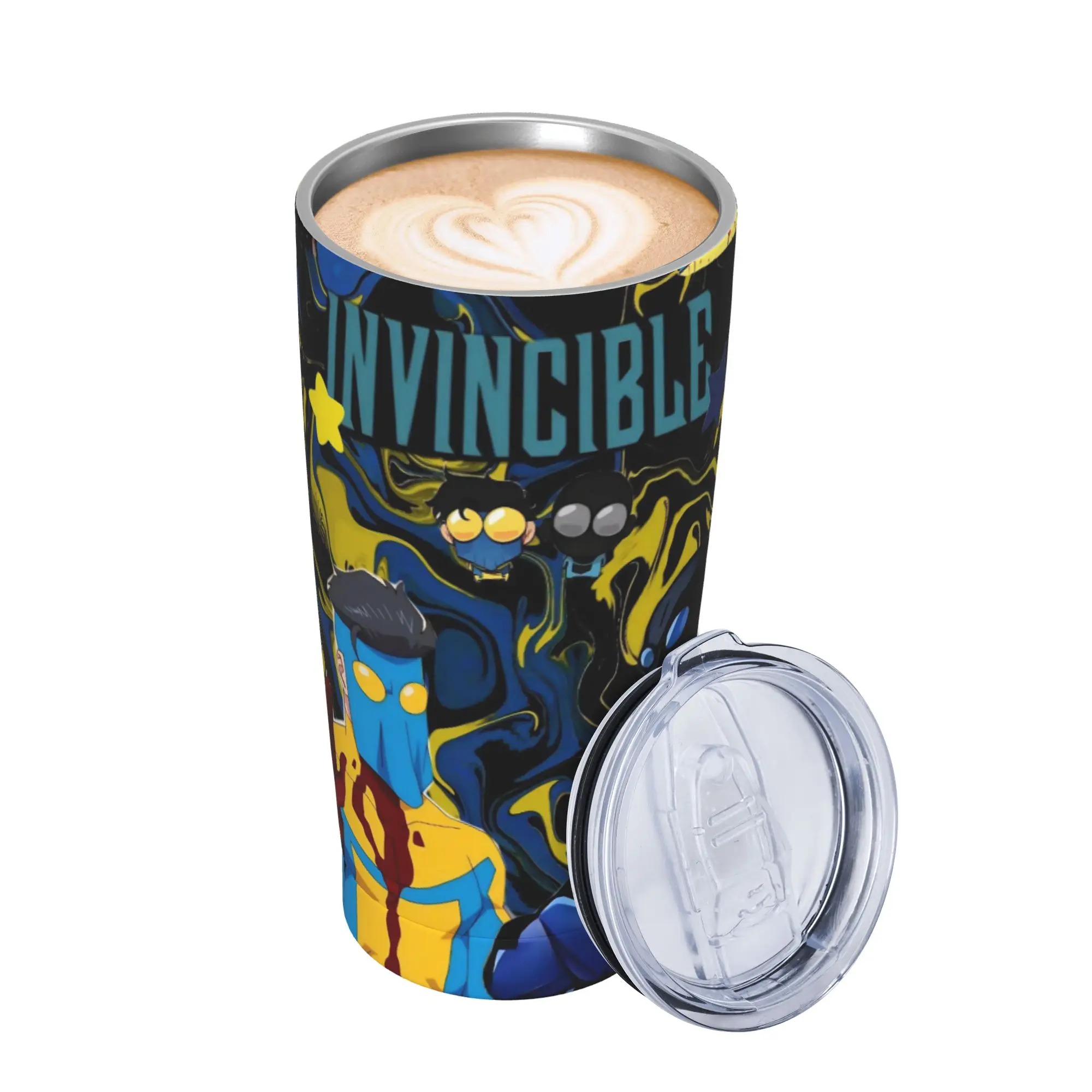 Invincibles Comic Insulated Tumbler with Lid  Stainless Steel Thermal Mug Outdoor Portable Car Bottle Cup 20oz