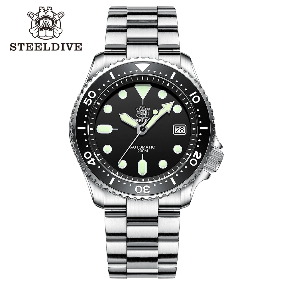 Mechanisch horloge voor heren STEELDIVE SD1973 Japan NH35 Automatisch uurwerk Keramische bezel 200M Waterdicht Klassiek Duik Kleine Abalone