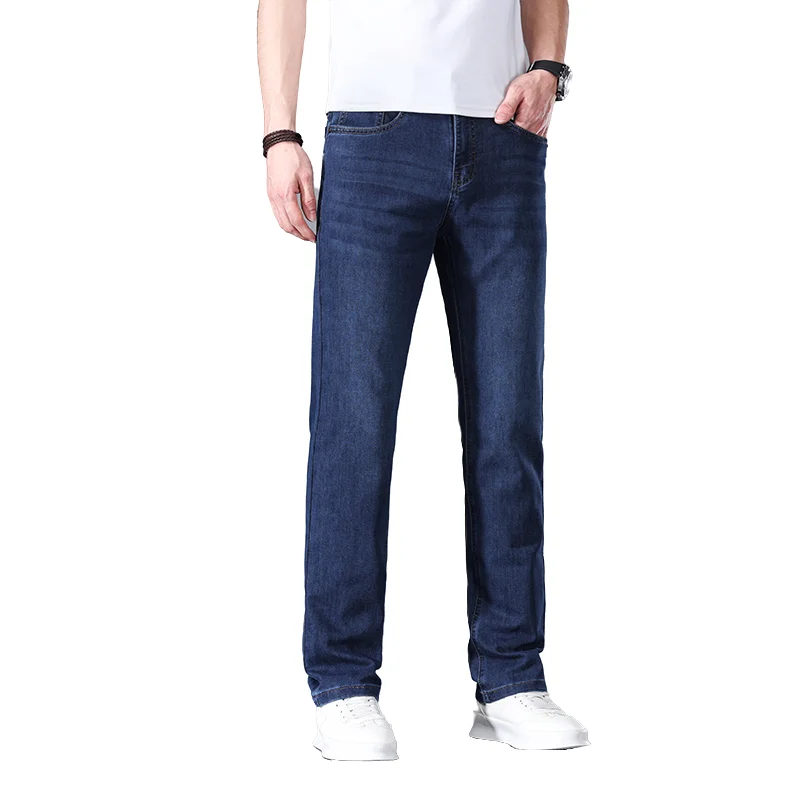 

Men's Trendy Denim Pants Spring Summer Thin Cotton Blend Business Casual Trousers Suitable for Daily Commute and Office Wear