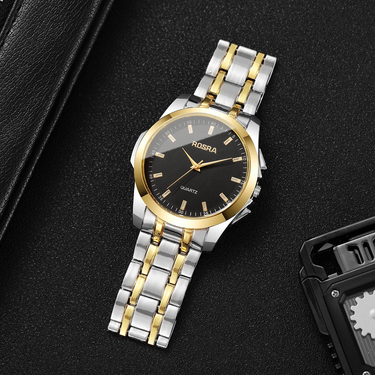 Men's Gold Stainless Steel Quartz Business Watch - usage example