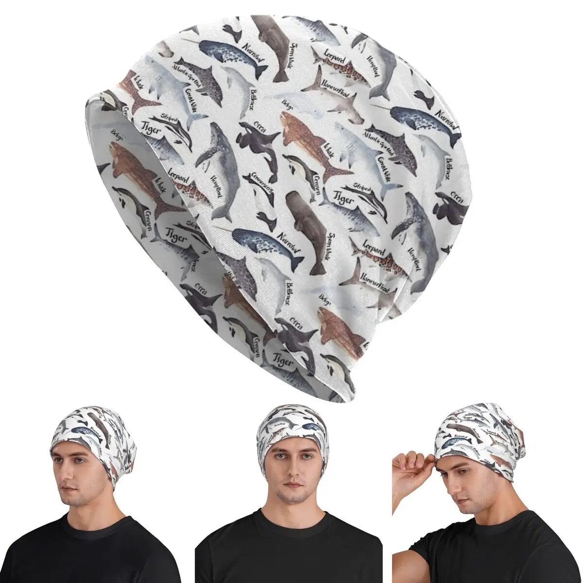 

Типы китов, акулы и дельфинов, акварельные шапочки Skullies, шапки, осенне-зимняя уличная шапка, вязаные шапки для взрослых