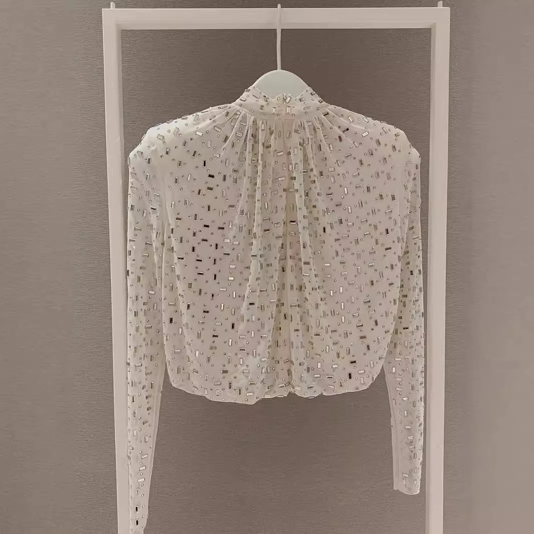 2025 Autumn New Long Sleeve Chiffon Blouse Women Unique Embroidered Sun Protection Shirt Y2K Tops