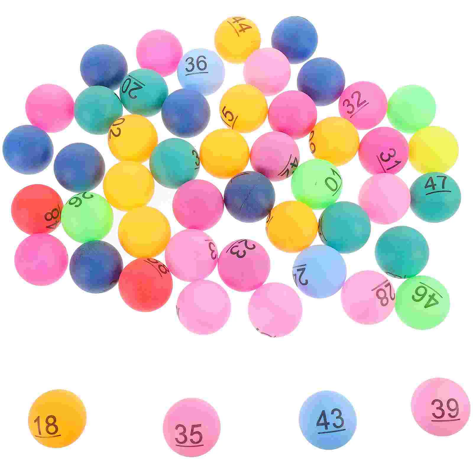 

50 Pcs Digital Table Tennis Lottery Game Balls Colored Calling Numbered Plastic