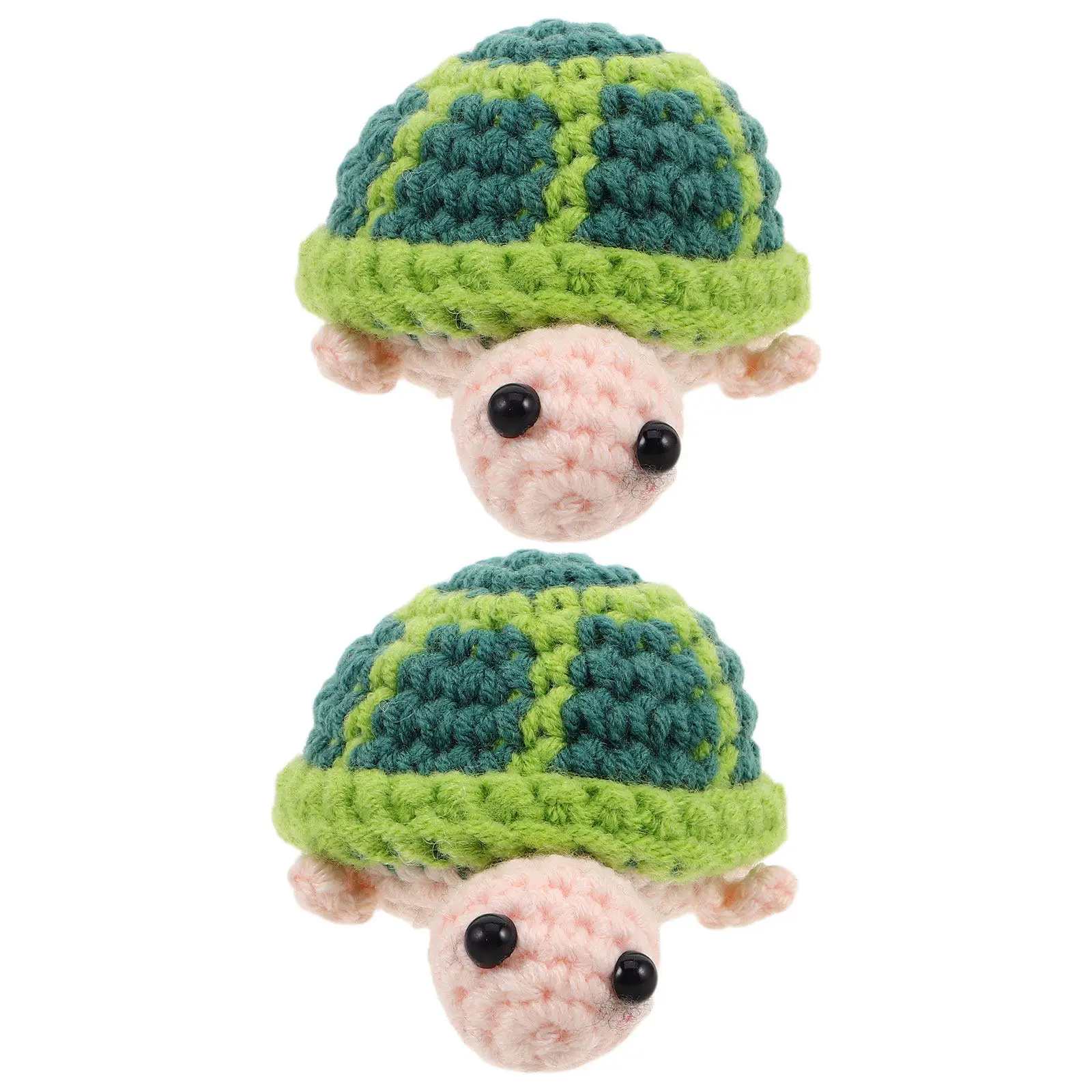 2Pcs Handmade Crochet Turtle Mini Animal Ornament Emotional Cheer Encouragement Knitted Desk Decor Car Dashboard