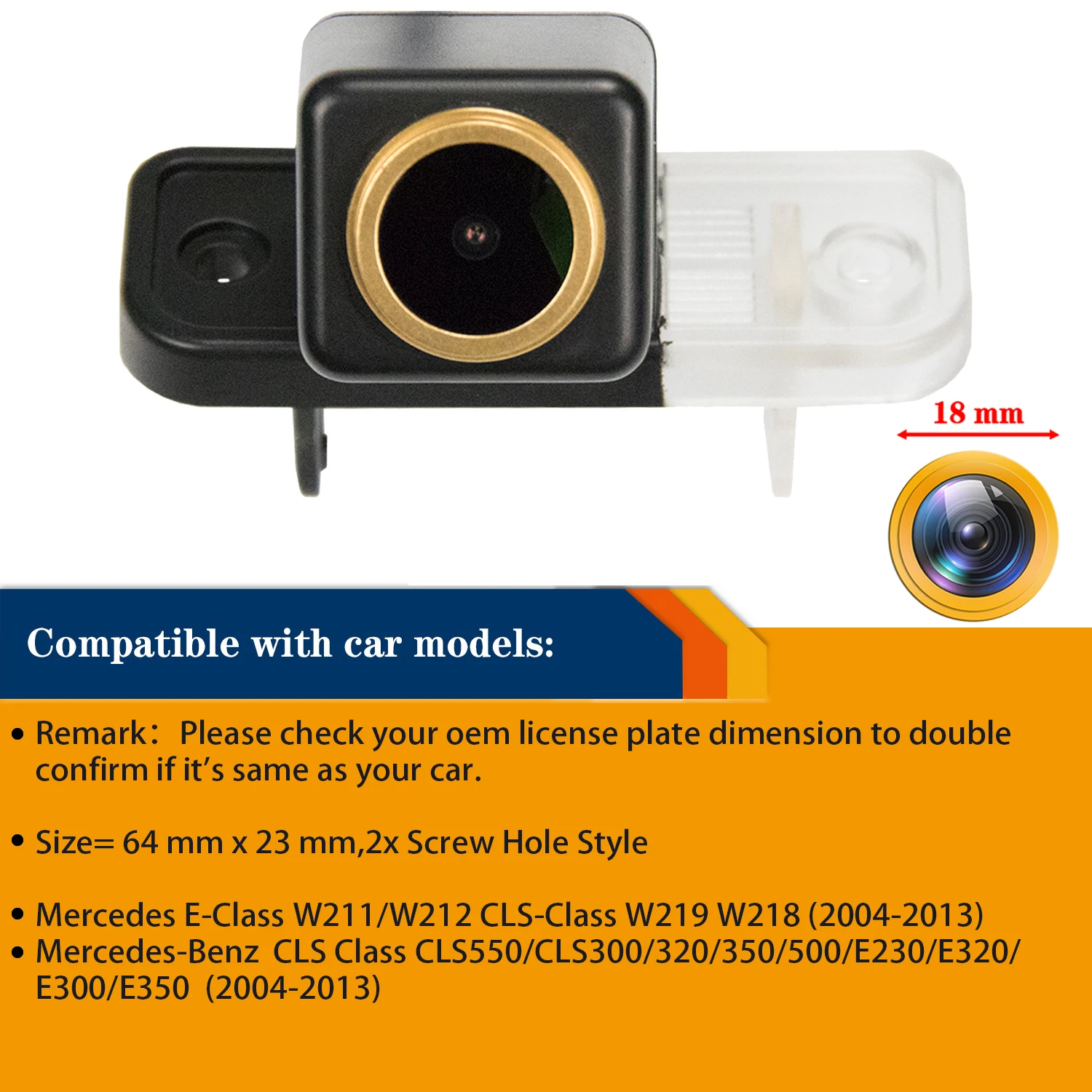 HD 1280*720p Rear View Camera for MB Mercedes-Benz W211/W212 W218 W219 2004-2013,Night Vison Camera License Plate Light Camera