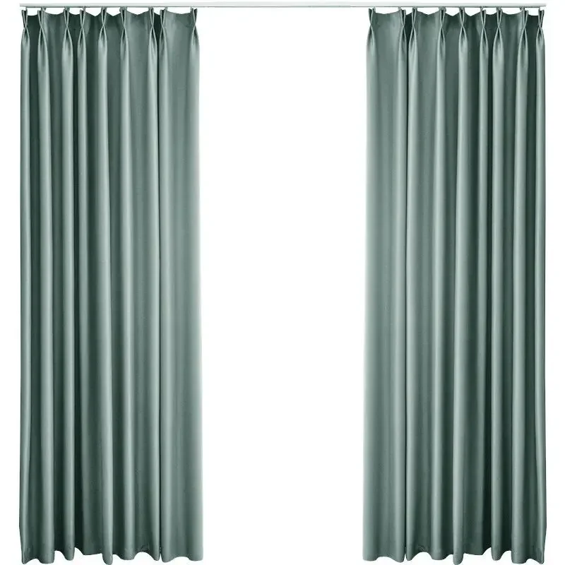 Light Luxury High Grade Bedroom High Blackout Curtain Ins Style Living Room Curtains Green Natural Solid Color Thickened Drapes
