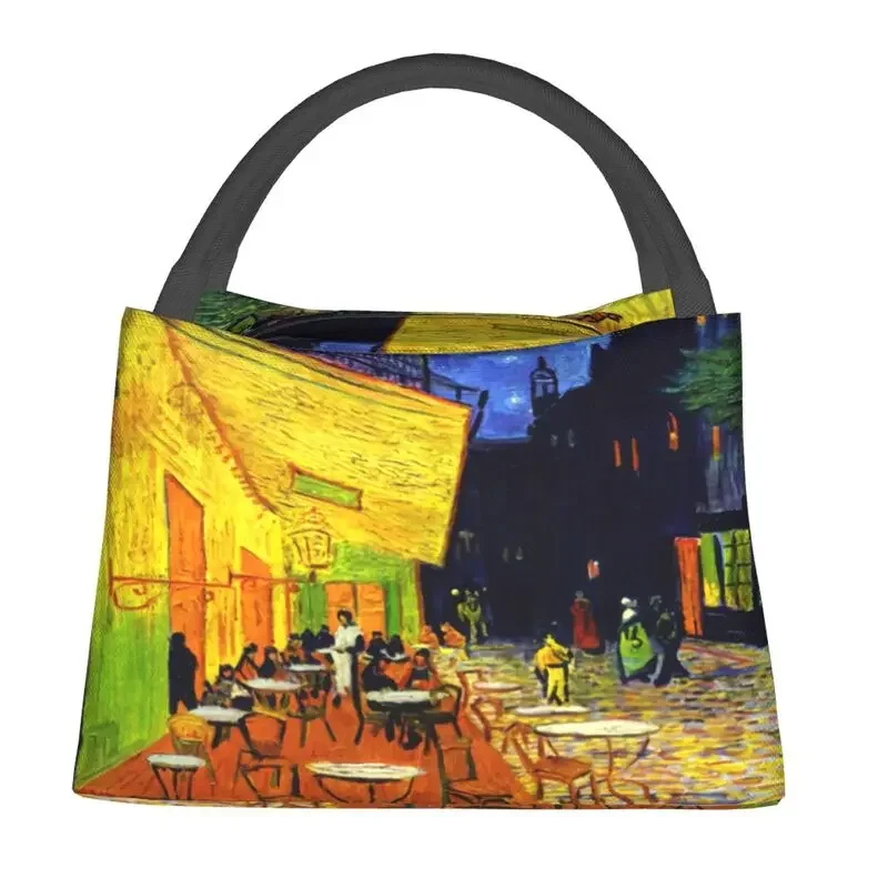 Cafe Terrace At Night Insulated Lunch Bags for Women Vincent Van Gogh Painting Portable Cooler Thermal Food  Box