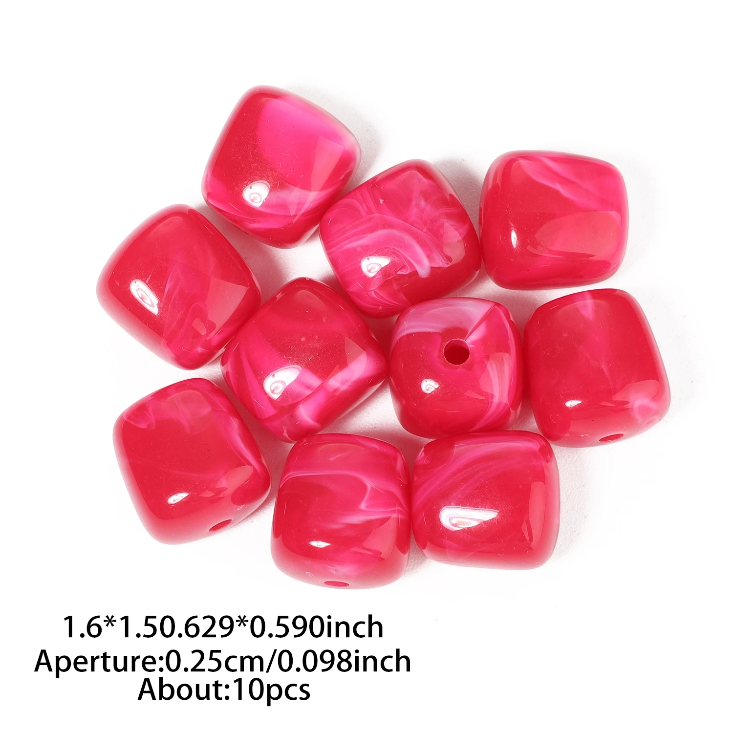 10 Stück quadratische, perforierte Acrylperlen, 16 x 15 mm, zweifarbig, lose Perlen zum Basteln von Schmuck, zum Beispiel für Halsketten und Armbänder. – Detail 11