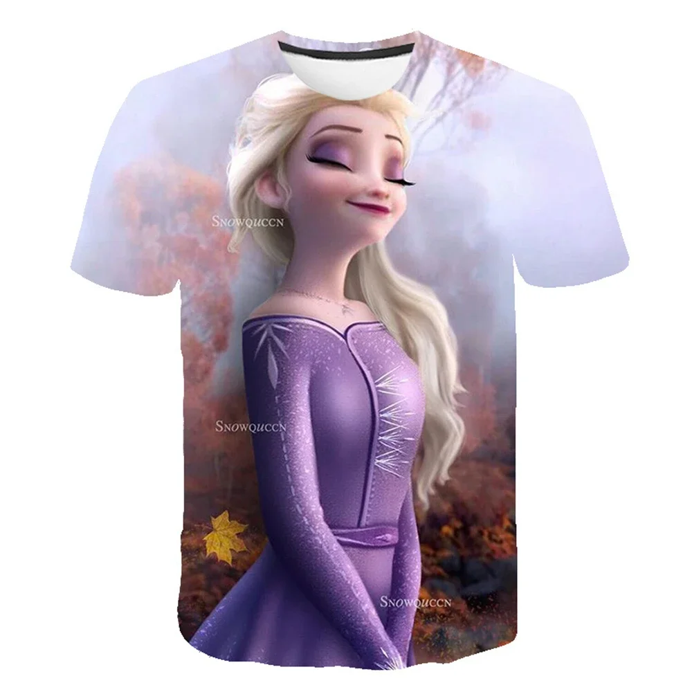 Kids Cartoon Frozen 2 T-Shirts for Girls Fashion Clothes T Shirts Summer Girls Tees Short Sleeve Elsa Casual TShirts 1-14 Years