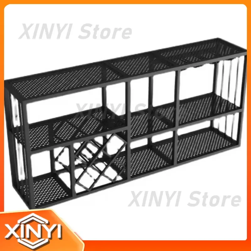 for Simple Wrought Iron Red Wine Rack Wall Mounted Cabinet Living Room Wall Shelf Dining Room Display Rack Glass Storage