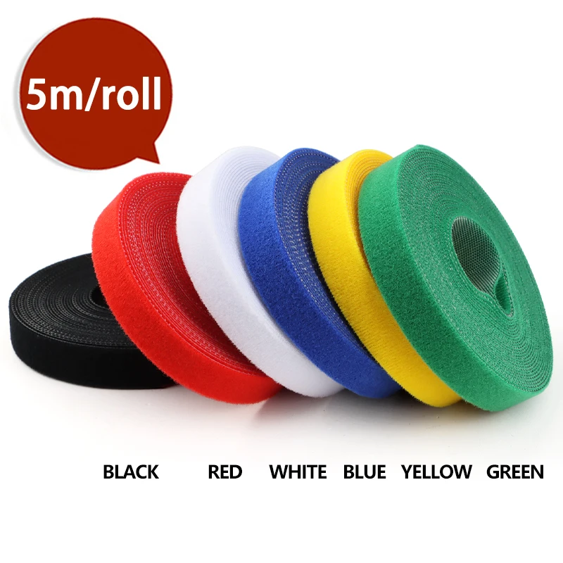 1~40 Rolls Nylon Reusable Cable Ties Hook & Loop Bundle Fastener Strap Width 15mm X 5m/roll Wire Holder Management Organizer