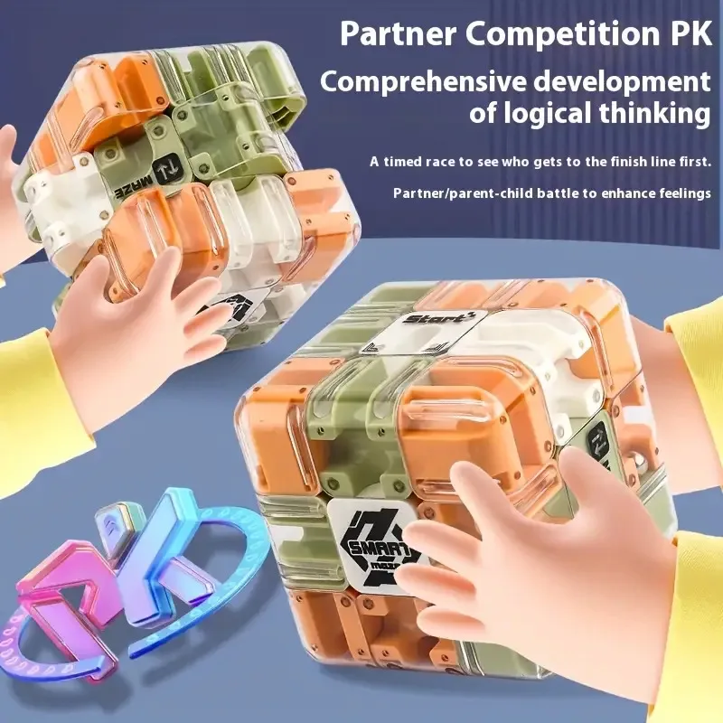 Cube labyrinthe 3D avec perles, jeu de sensibilisation spatiale et de résolution de problèmes, améliorant la concentration et les compétences de réflexion critique, partie d'anniversaire
