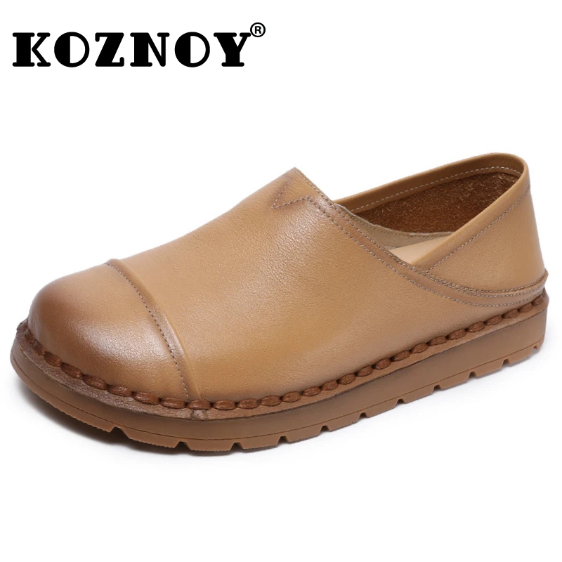 

Koznoy/2 см из коровьей натуральной кожи на мелкой мягкой подошве, роскошные этнические женские весенние мокасины с круглым носком на плоской подошве, осенняя женская удобная обувь