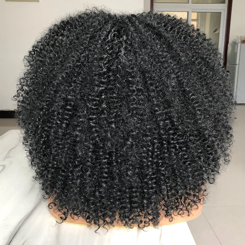 Pelucas Afro rizadas cortas para mujeres negras, pelucas Afro rizadas sintéticas con flequillo, pelucas naturales esponjosas, pelucas negras suaves