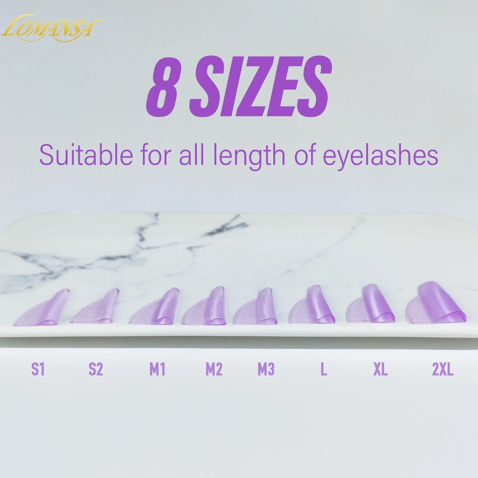 Lomansa 8 Pairs Free Glue Silicone Eyelash Perm Rod Lash Lift Pad Self-Adhesive Super Soft Lash Lift Rods Extreme Eyelash Curler