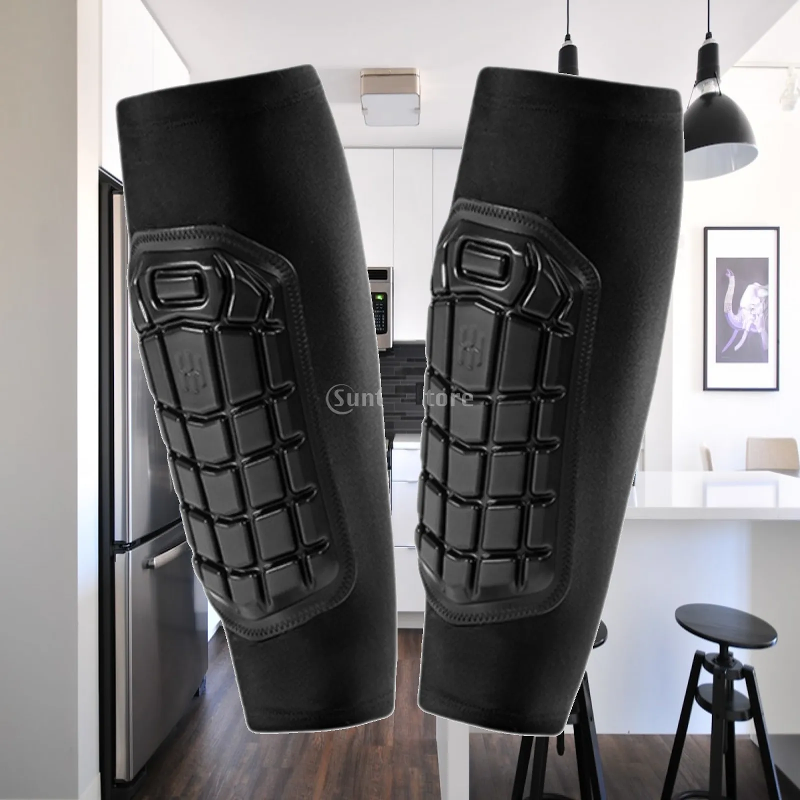 Shockproof Knee Pad Leg Sleeve with Silicone Grip for Soccer Shin Protection and Calf Support for Running Basketball Play