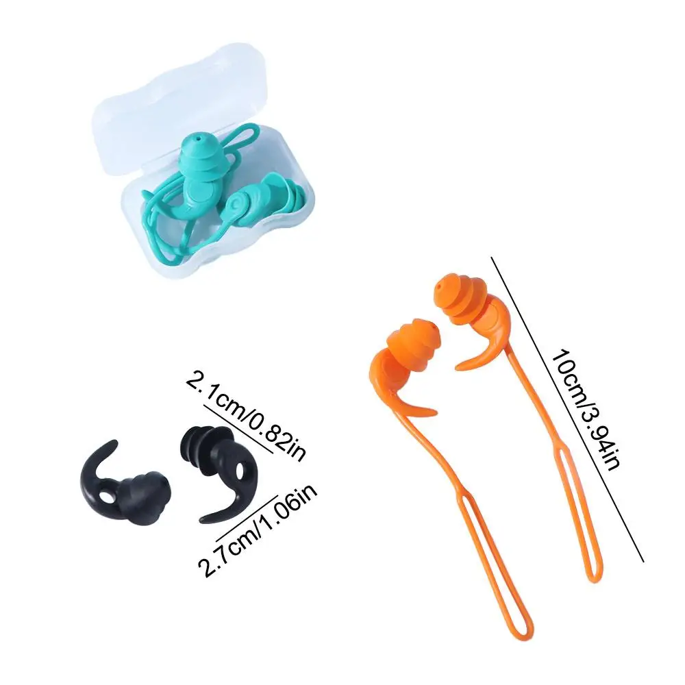 1 زوج سدادات السباحة المقاومة للماء الراحة سيليكون حبالي الأذن التوصيل قابلة لإعادة الاستخدام السمع الصمت مقاوم للماء سدادة الأذن الكبار #2