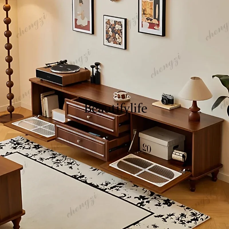 E136 Natural Wood Tv Cabinet Decoration Organizer Design Luxury Apartments Tv Stand Mid Century House Tv Kast Meubels Furniture