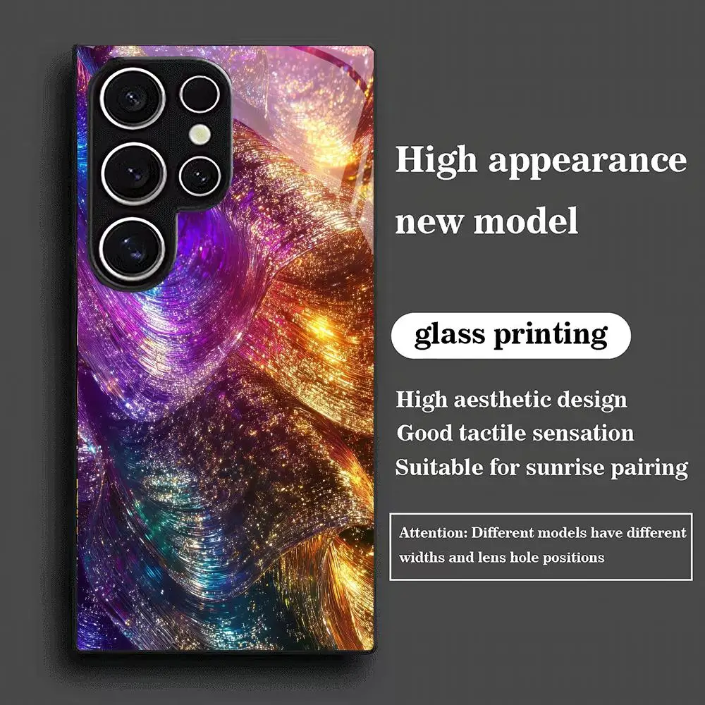 Colorful Ripple Tempered Glass s26 Ultra Fashion phone case for Samsung Galaxy S26/S25/S24/S23/S22/S21 FE Ultra Plus Shockproof
