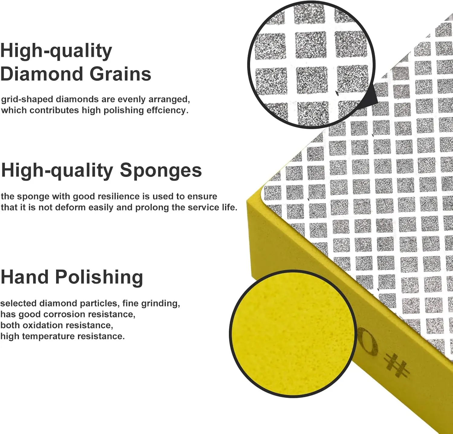 SI FANG 4 قطعة مجموعة منصات تلميع اليد الماس كتلة الصنفرة الرطبة/الجافة 60-400 مجموعة حصى مع الإسفنج للطحن الزجاجي جلخ