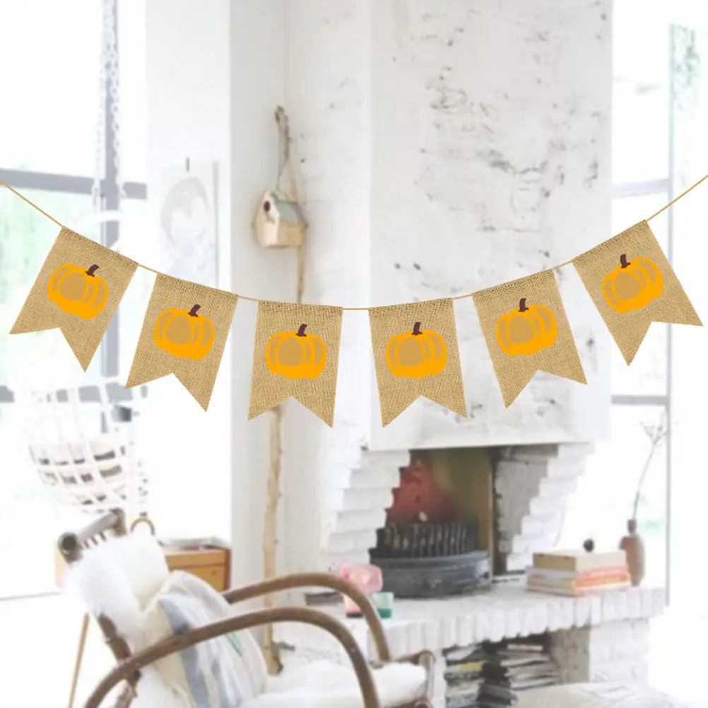 1 Set Thanksgiving Pumpkin Banner Simple Fashion Style Hanging Decoration Thanksgiving Party Cheerful Atmosphere Bunting Banner