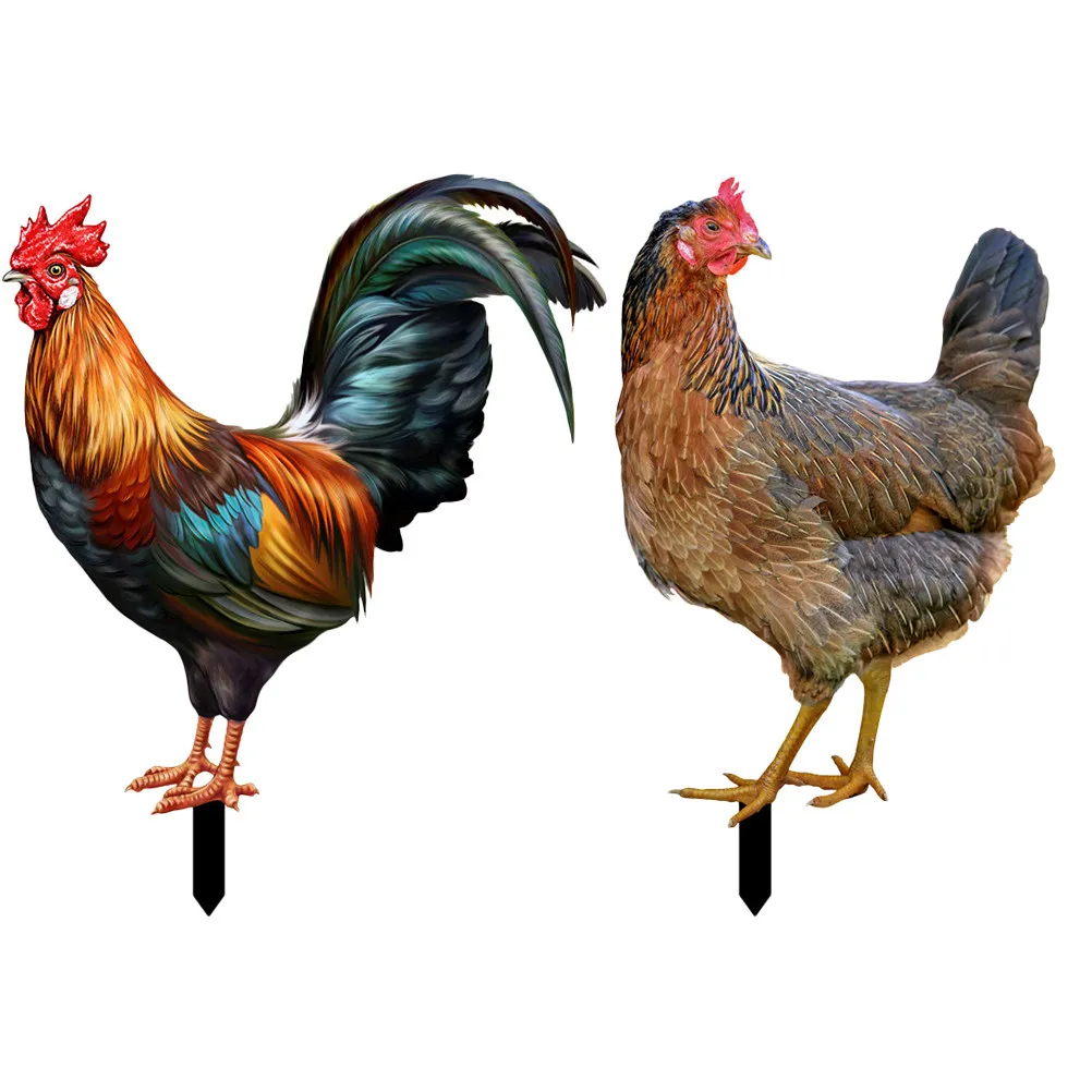 

2Pcs Decorative Stake Garden Acrylic Chicken Sign Yard Decoration Lawn Ornament Outdoor Garden Stakes Realistic Design