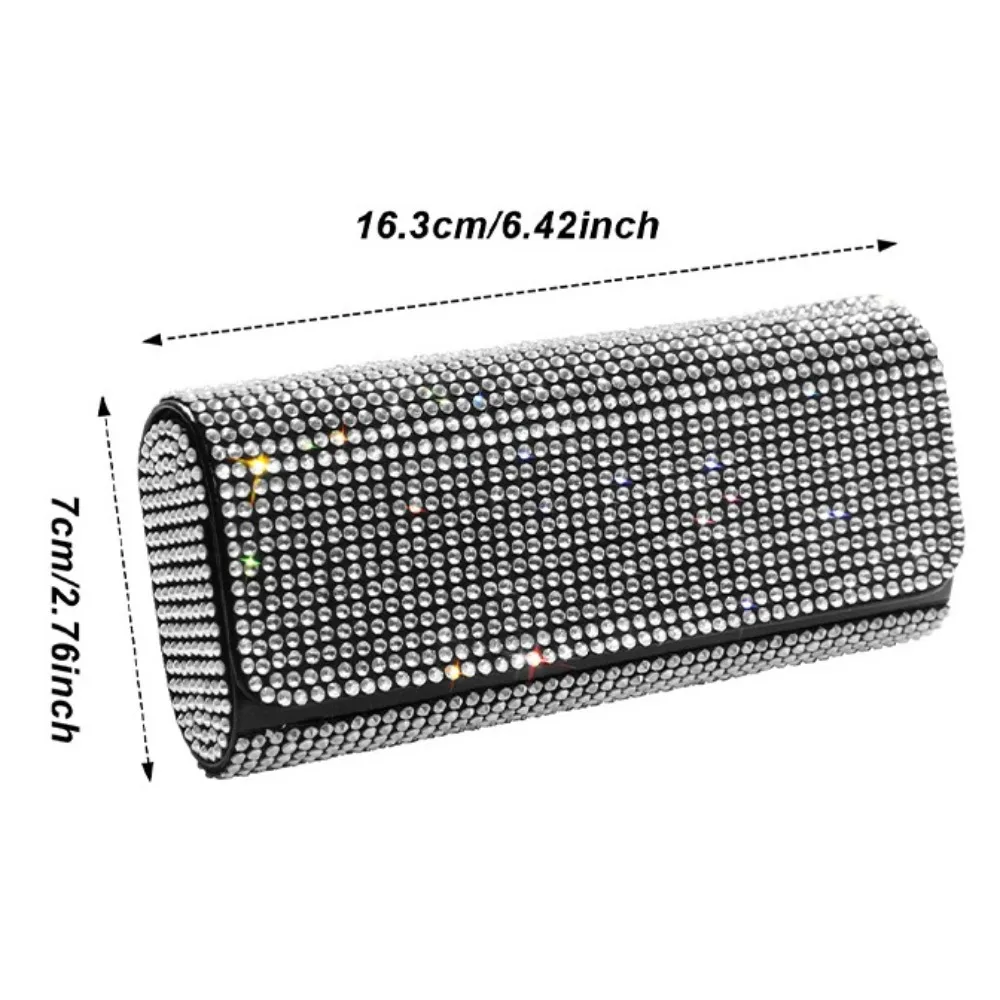 Car Diamond Sunglasses Case Bling Rhinestone Glasses Storage Box Seat Clip Hard Shell Protector - view 6