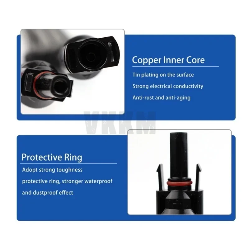 Power Solar Connectors 30A Y-Branch Cable, Solar Cable Parallel Adaptor in Pair for Solar Panel 1*M/FF+1*F/MM black red Power image 5