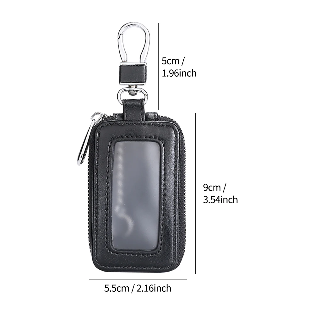 NEW Visual Mirror Window Car Key Protector Bag Leather Key Holder Mini Auto Key Pocket Case Retro Keyring Wallet Zipper Bag